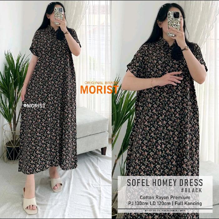 Daster Rumahan Sofel Homey Dress Bahan Katun Rayon Premium Ori by Morist - Casual Wanita