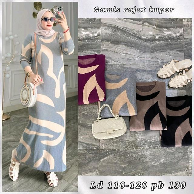 DRESS RAJUT PREMIUM ZEBRA ALMAHYRA GAMIS WANITA Muslim Panjang