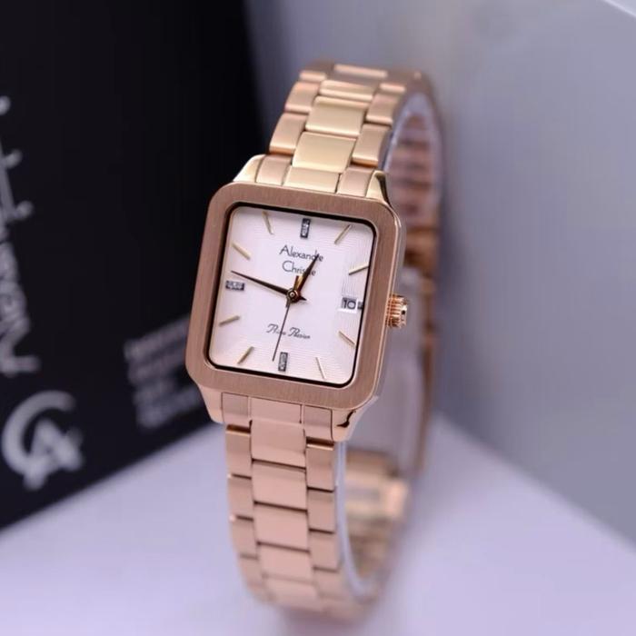 Jam Tangan Alexandre Christie 2A79 Ladies Petak Rosegold Original