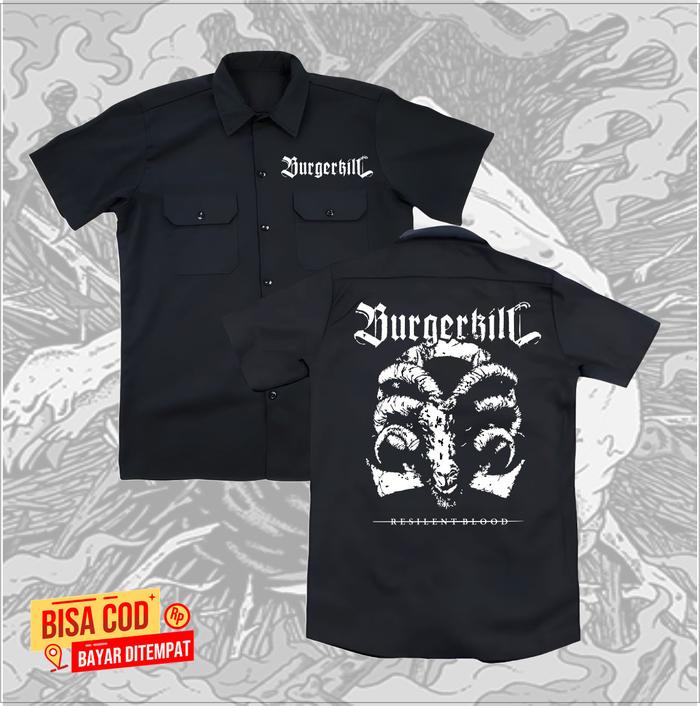 KEMEJA Workshit BURGERKIL HITAM DISTRO / kaos music / kaos event / kaos band Burgerkill terabru