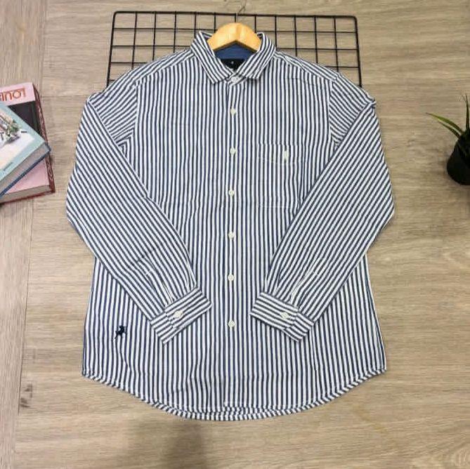 KLL406L Kemeja lengan panjang pria LOIS origina strip murah terbaru. 3second emba cardinal