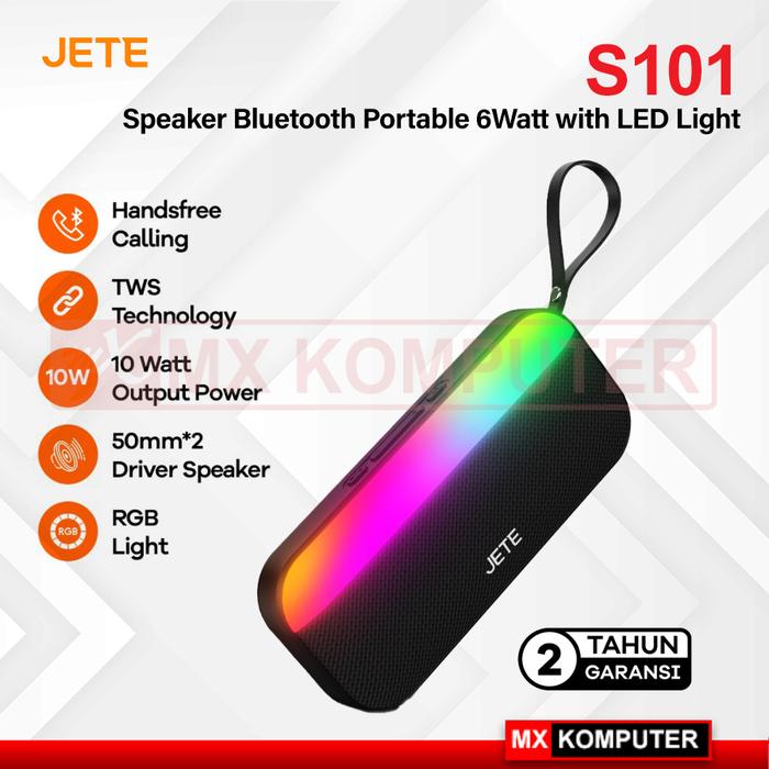 JETE Speaker Bluetooth Portable S101 - 6Watt with LED Light