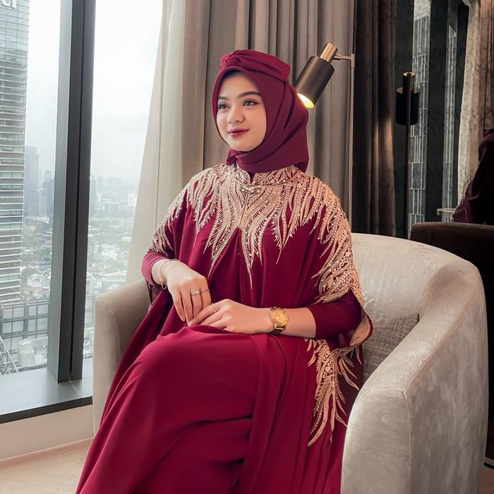 Halimah - Manohara Set Inner Dan Turban | Baju Gamis Abaya Kaftan Dress Wanita Muslim Kondangan Pest