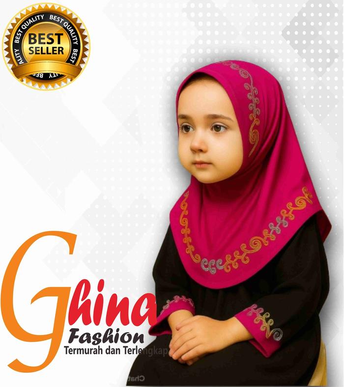 Ghina Fashion Hijab Anak Bayi Jersey Variasi Bordir Syar'i Instan Jumbo Terbaru Jilbab Muslim Anak S