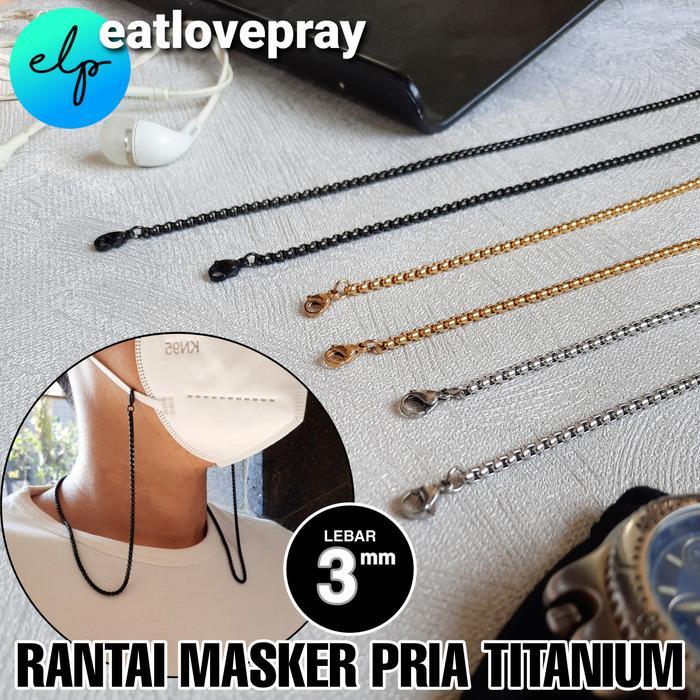 Tali Rantai Gantung / Gantungan Masker Pria Dewasa Titanium Pasti Ori