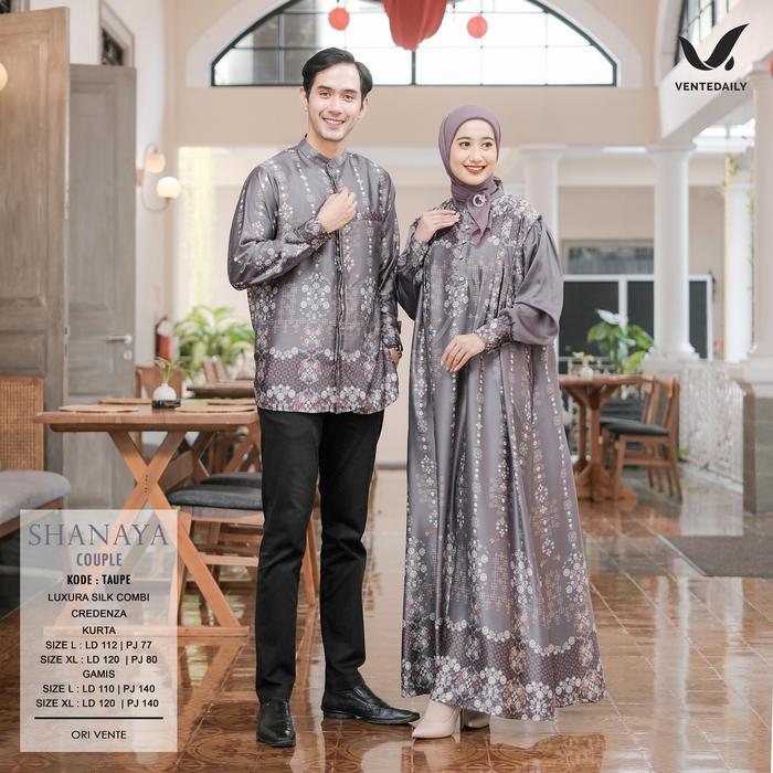 Shanaya Couple Set Jumbo Satin Silk Combi Credenza Premium / Baju Pasangan Lebaran 2025 Terbaru / Ku