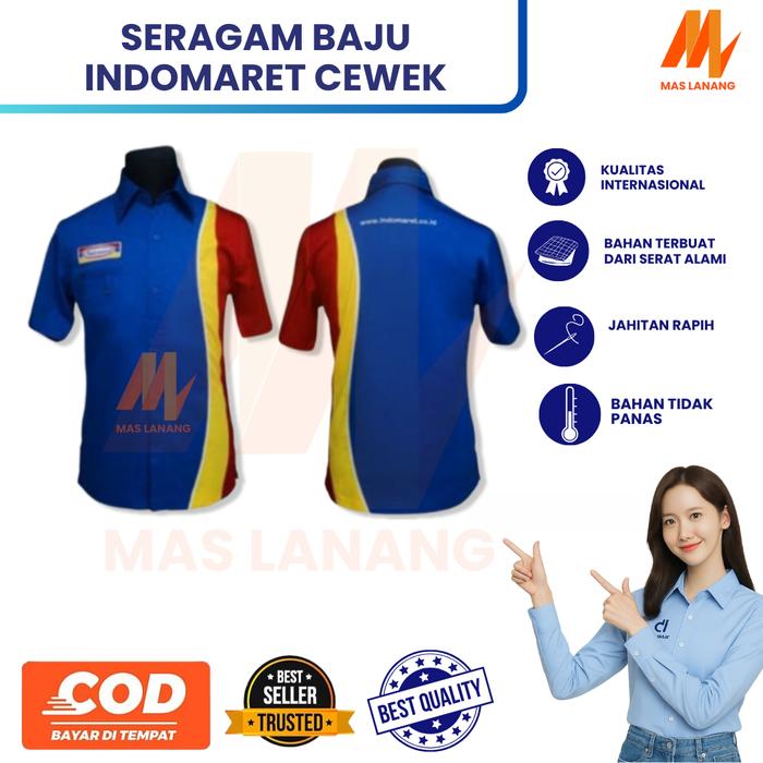 Baju Seragam Indomaret Cewek || Baju Kerja Indomaret || Baju Kerja Cewek || Indomaret Pendek Wanita