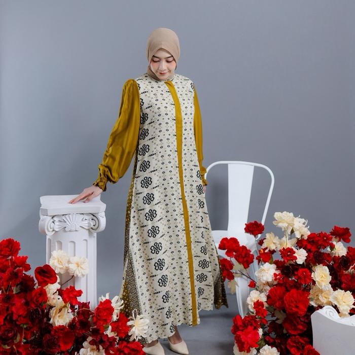 ZEVA MIDI 2 BY HAYFA MOESLIM WEAR GANIS SIMPEL DAN ELEGAN BAHAN RAYON DRESS BUSUI