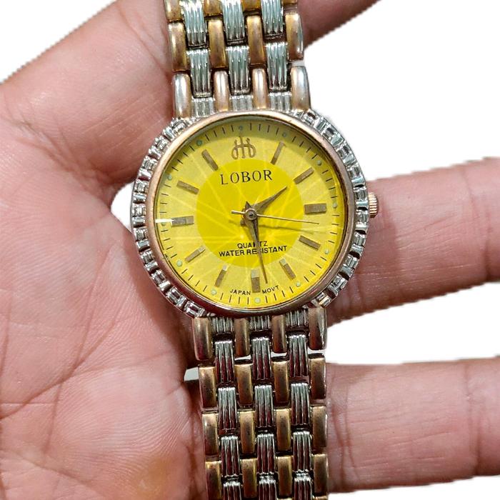 jam tangan pria lobor quartz kombinasi stainles steel klasik anti karat jam vintage Aksesoris Elegan