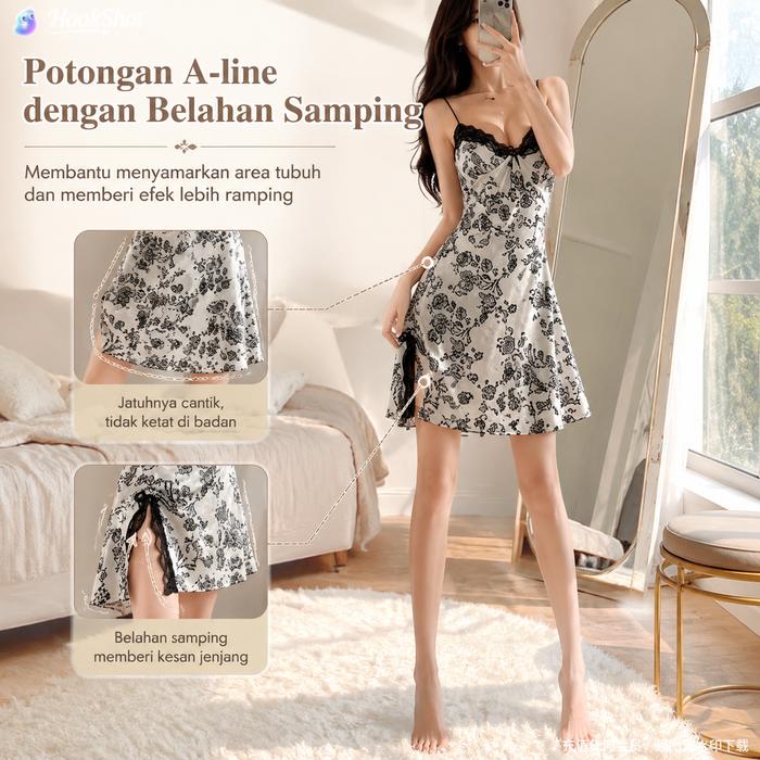 UNINICE[Promo Produk Baru] Baju tidur model kamisol dengan motif porselen biru-putih khas Tiongkok; 