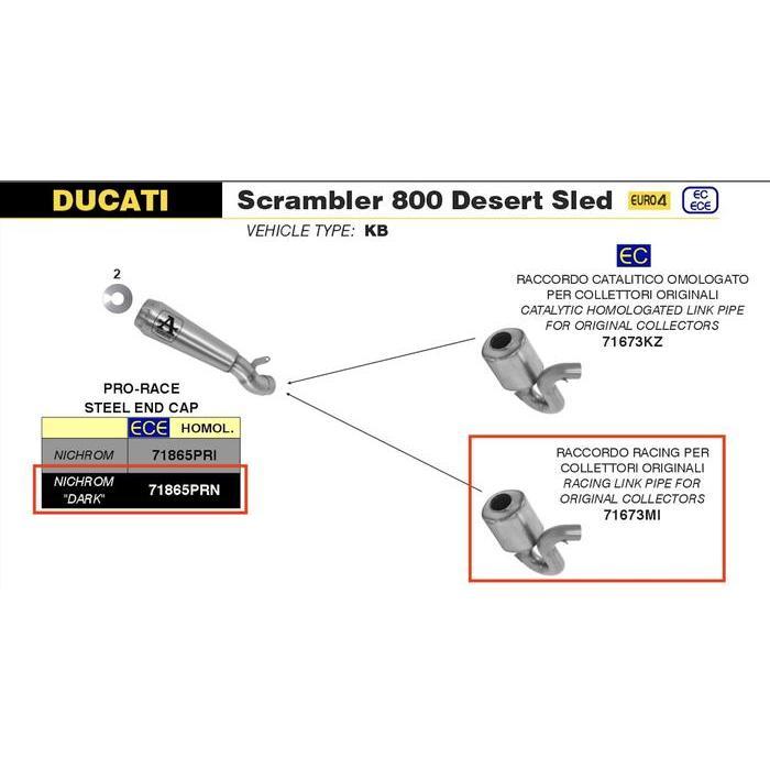 KNALPOT ARROW EXHAUST DUCATI SCRAMBLER DESSERT SLED