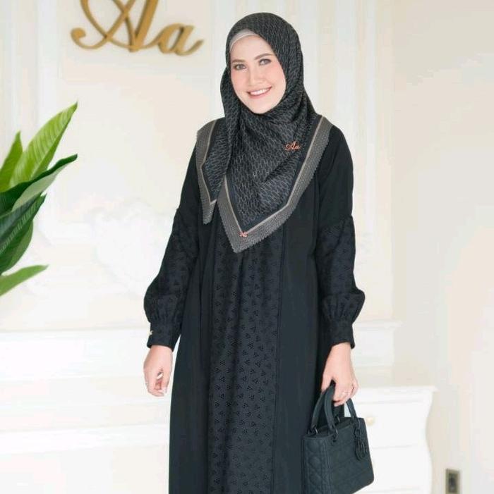 Aden hijab ~ Gamis siren warna black size xl Muslim Dress Lebaran Syari Hitam