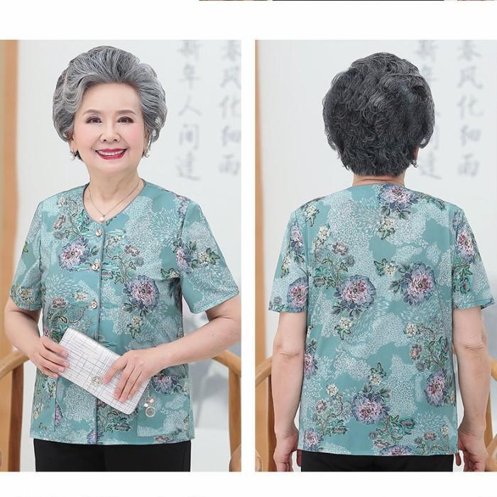 > MB-87 L-5XL Blouse wanita paruh baya impor baju imlek ibu baju imlek RR