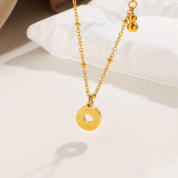 M1 kalung jedar koin bulat bolong botol cina titanium asli