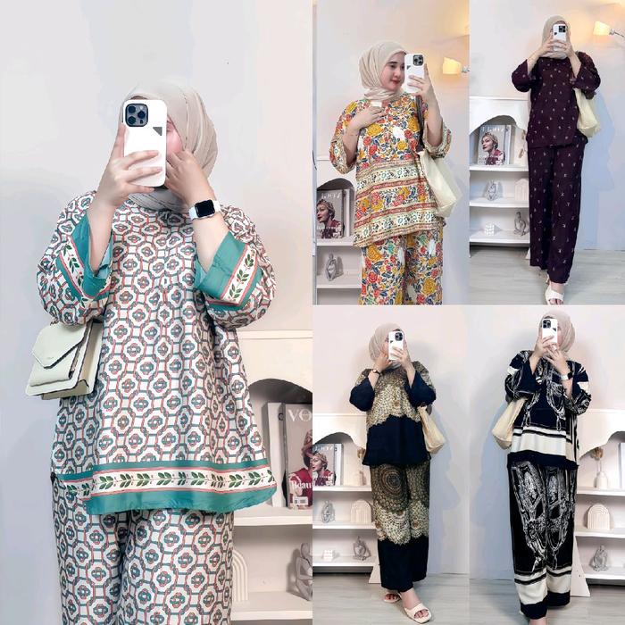 Setelan Celana Wanita Hightwaist Rayon Premium Bumil Busui Friendly Baju Katun Panjang Dewasa Kulot 