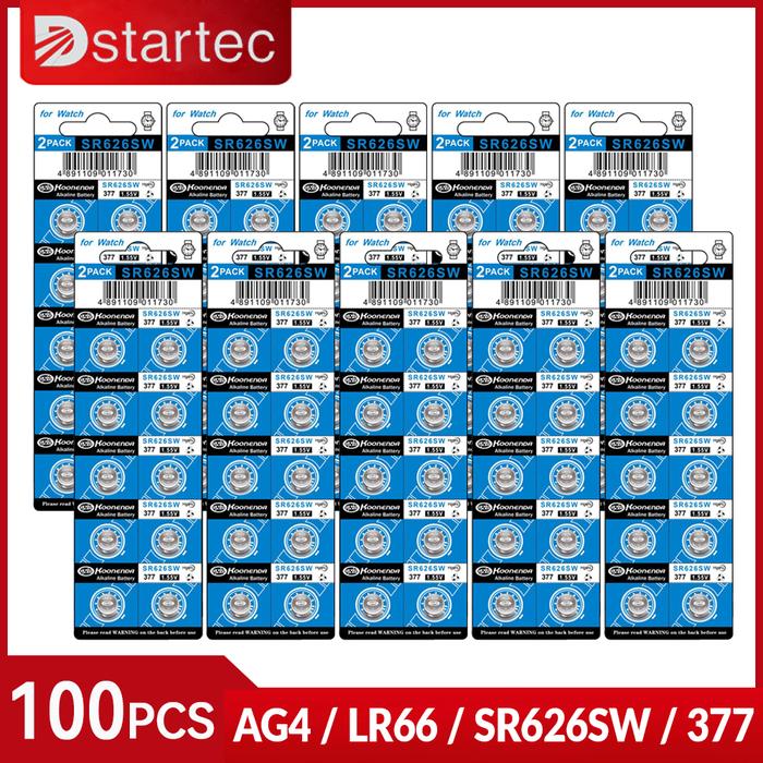 EUNICELL 100PCS 1.5V AG4 LR66 SR66 Battery SR626SW 177 377 LR626 CX66