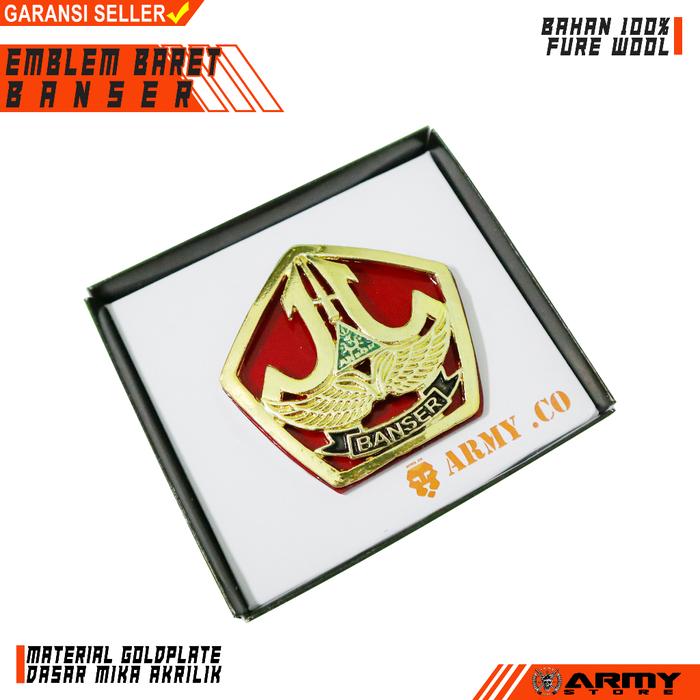 Emblem Baret Banser Latin Gold Plate Kualitas terbaik Clips