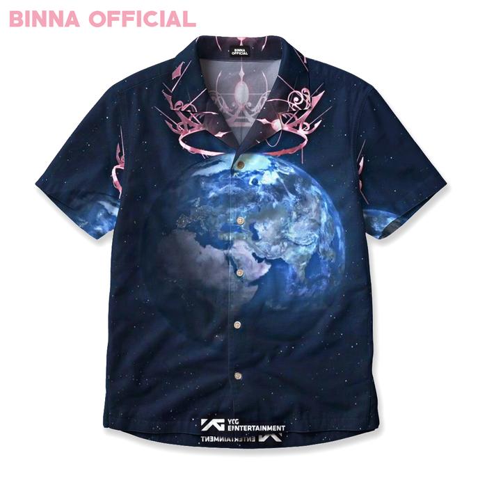 BINNA Kemeja Blackpink Earth Galaxy Baju Fullprint Dunia Luar Angkasa Tema Entertainment