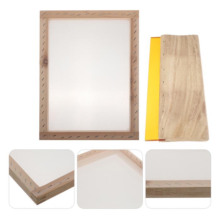 Screen Printing Ink Squeegee Scraper Frame Fabric Kit Wooden Plate
