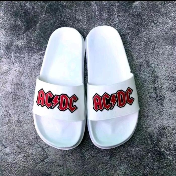Sandal Pria Wanita Ac~dc Distro Karet / Sendal Slop Slip On Anti Slip Cewek Cowok / Sendal Karet Sho