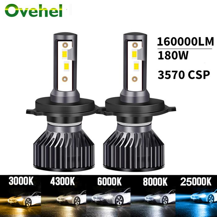 OVEHEL H7 Led Headlight 160000LM H1 H4 LED Bulbs 180W 3570 Chips