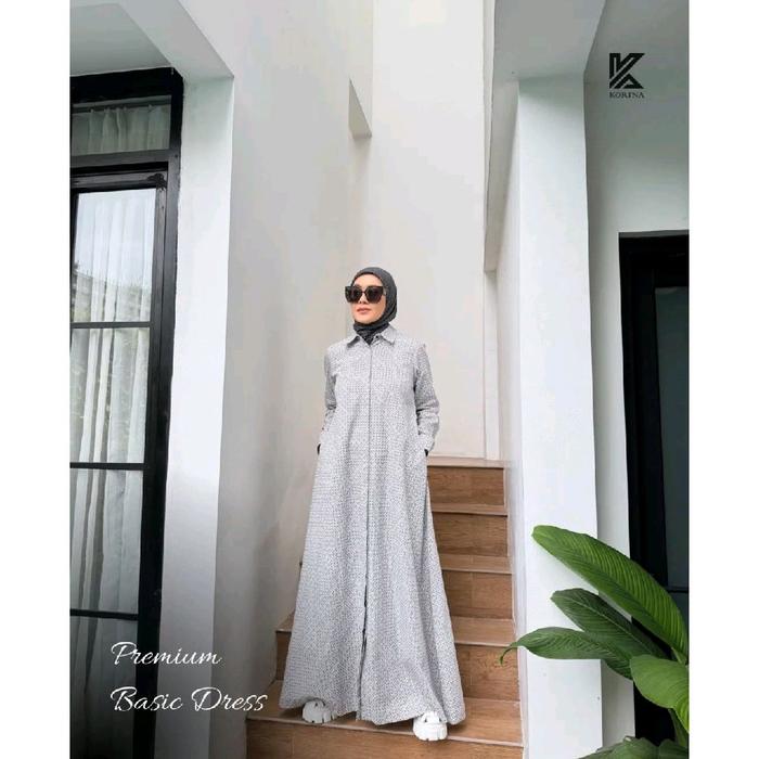 Premium basic dress by korina, warna kalem dan simpel, wudhu dan busui friendly, bahan kualitas prem