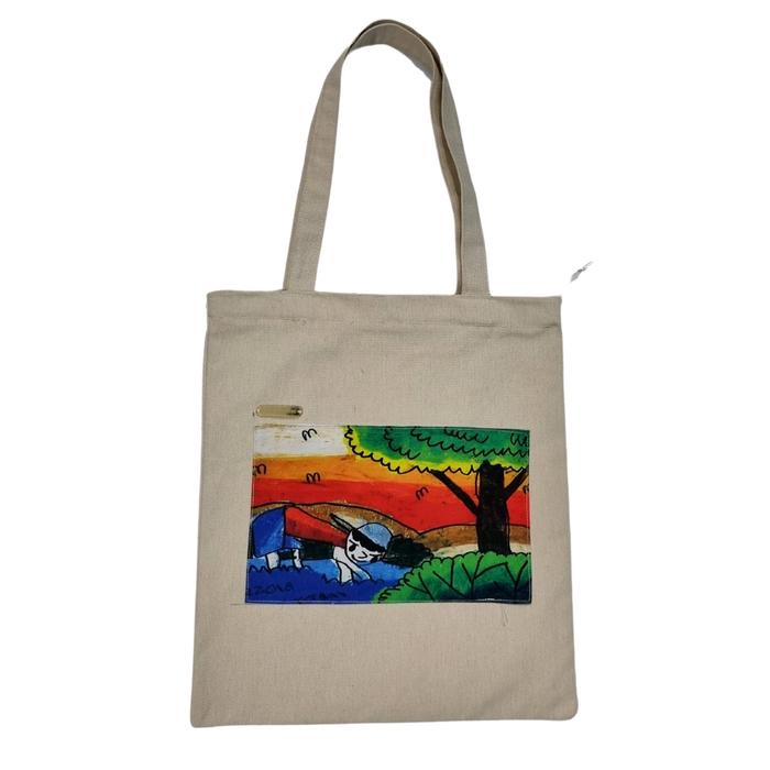 TOTEBAG MINIMALIS LUKIS CUSTOM / TAS BAHU SIMPLE / TAS KANVAS LUKIS