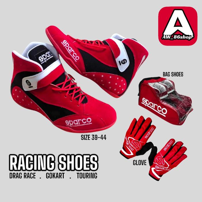SEPATU BALAP ROAD RACE SWALOM  TOURING GOKART MERAH BISA COD Karet Shoes sepatu motor Outdoor Bike s