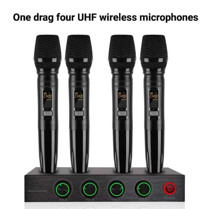 Professional Wireless Microphone 4 Channel Handheld Karaoke System