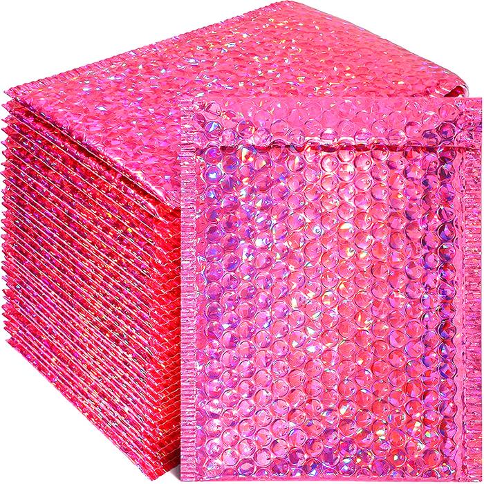 2021 50PCS/Pack Laser Rose Red Packaging Shipping Bubble Mailer Gold