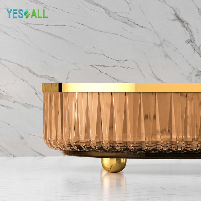 YESALL Rak Kosmetik Aesthetic Tempat Make Up - Amber Gold Aesthetic Tray Aesthetic Rak Skincare Aest