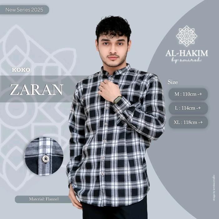 ZARAN BAJU KOKO DEWASA LENGAN PANJANG - FASHION MUSLIM PRIA BAHAN FLANEL MOTIF KOTAK
