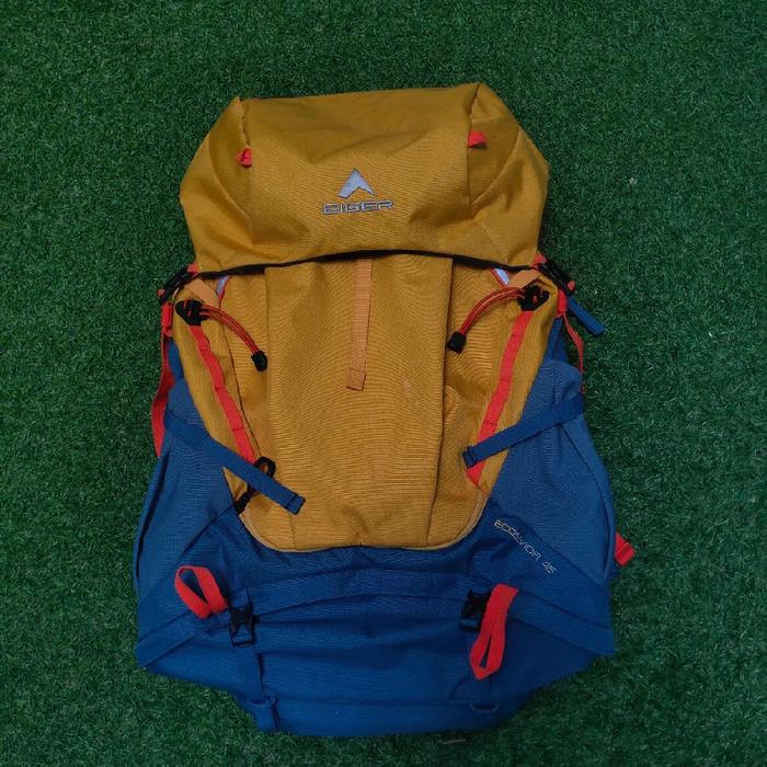 Carrier Eiger Ecosavior 45L Ransel dengan Warna Kuning dan Biru untuk Produk Eiger Ecosavior 45L