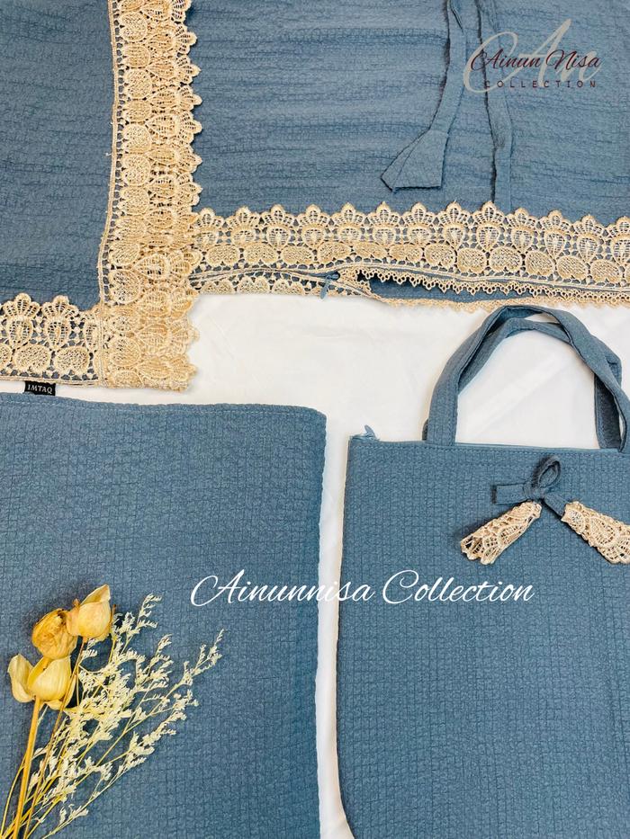 AINUNNISA – Mukena Dewasa Crinkle Airflow Premium Renda Mewah Jumbo 2in1 Imtaq