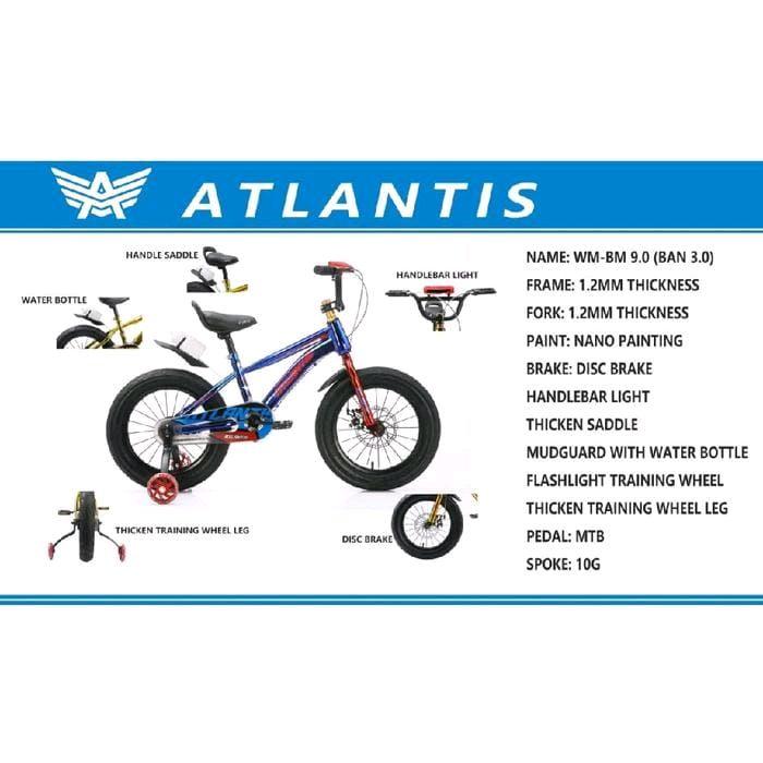 Sepeda anak bmx 12" 16" 18" Atlantis- 9.0 (ban 3.0)
