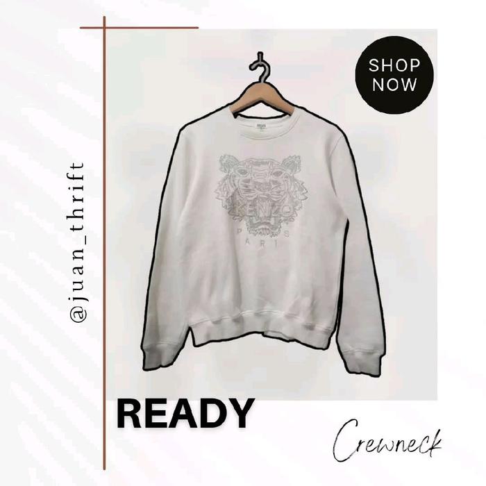 Crewneck Kenzo Motif Harimau Bordir Unisex Katun Sweater