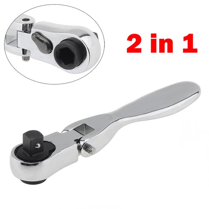 2 In 1 Mini Ratchet Wrench Screwdriver 72 Teeth Socket Batch Head