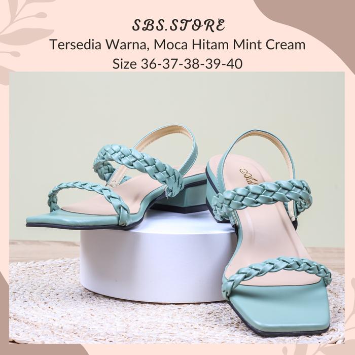 Sandal Kepang Wanita Heels 3cm/Sendal Pesta Kekinian Wedges Hak Tahu Pendek Selop High Heels Wanita
