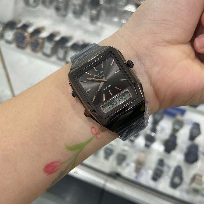 new jam unisex analog dan digital petak alexandre christie 2b37 original bergaransi tahan air berkel