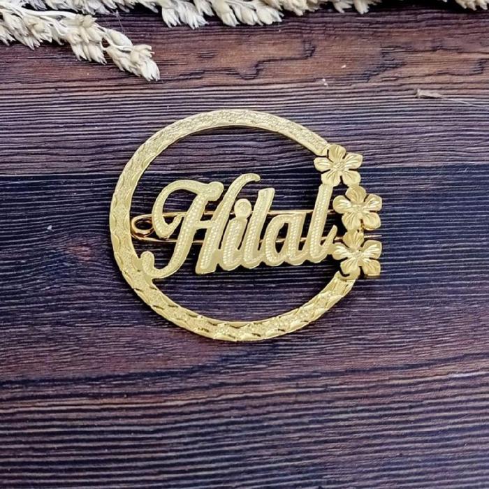 Bros Nama / Pin Nama / Pin Ukir Nama / Pin Costum Nama