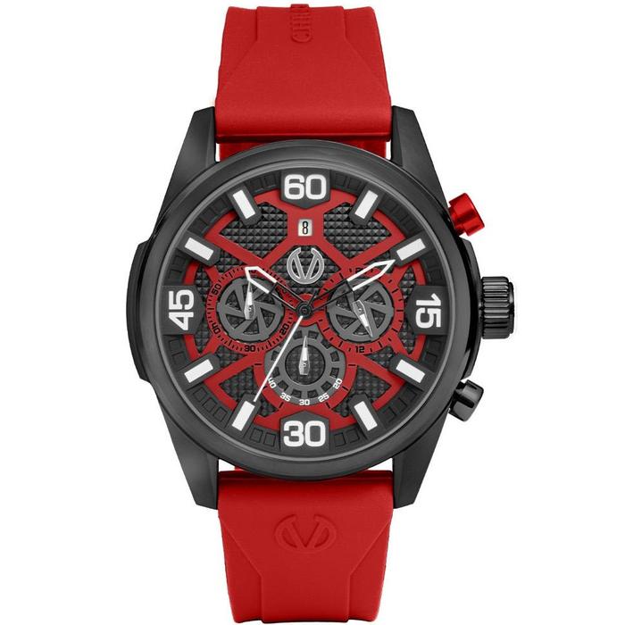 Jam Tangan CHRIST VERRA Velocity Chrono CV 12254G-36 BLK/RED Rubber Strap