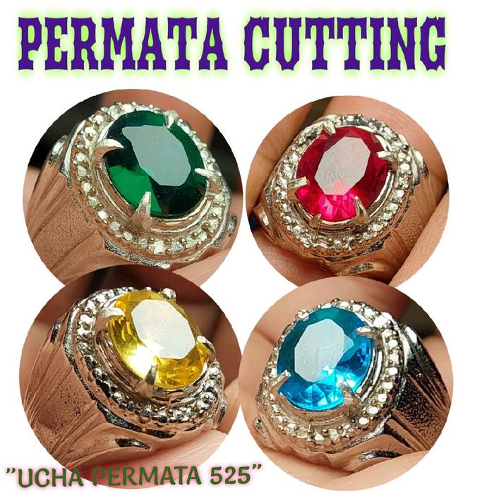 Borongan 4pcs cincin batu permata KC 12mm blue topaz / merah siam / emeral green / citrine / sinteti