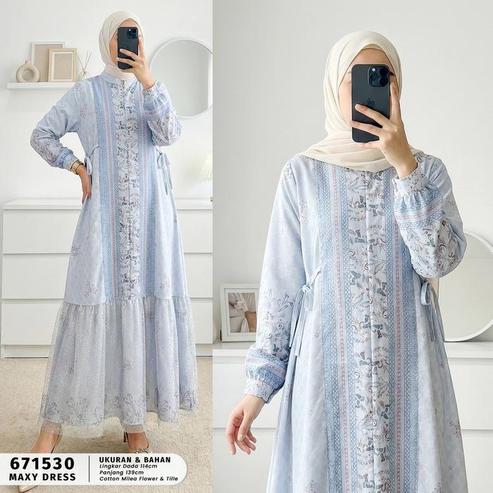 PREMIUM (READY) EXTU  HERITAGE - ARSYILA MAXY DRESS KOMBINASI TILE EDISI LEBARAN BUSUI - 671530 Terl