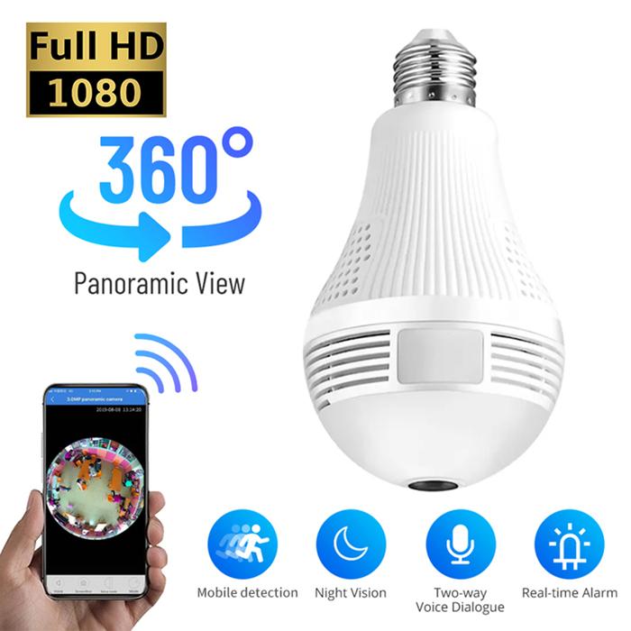 Wifi Bulb Camera Fisheye 360 Panoramic Camera 1080P Security Camera