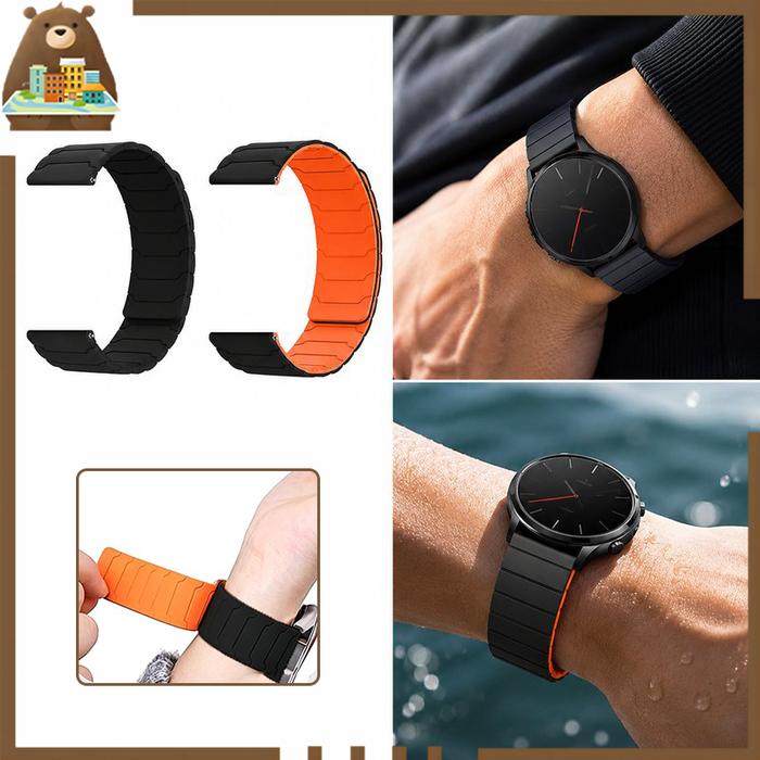 Tali Jam Karet Silicone Magnet Buckle 22mm Quick Release Strap Smartwatch Garmin Casio Seiko Huawei