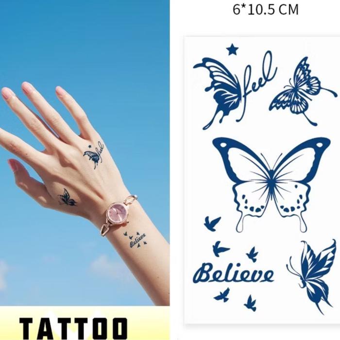 tato temporary tato badan sementara bentuk kupu bunga - 1 lembar CX-028