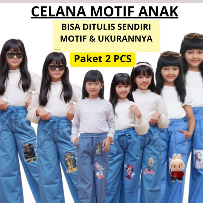 PAKET 59ribu dapat 2pcs Celana Kulot Jeans Anak Perempuan Usia 5-10 Tahun Bahan Denim Model Terbaru 