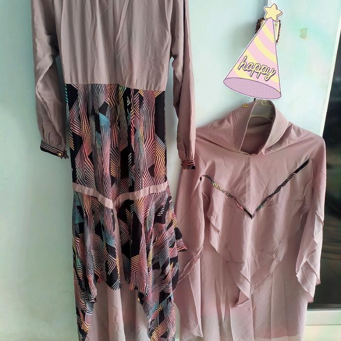 gamis syar'i set khimar bahan ceruty babydoll BY NIC QUEEN khimar 2 layer