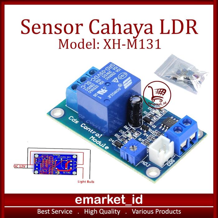 Sensor Cahaya LDR XH-M131 / Relay Saklar 5V 12V 24V M131 Output Lampu Otomatis