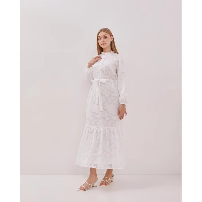 VALINO LADIES Gamis Bertextur Putih Wanita - D-DCEK04-A5